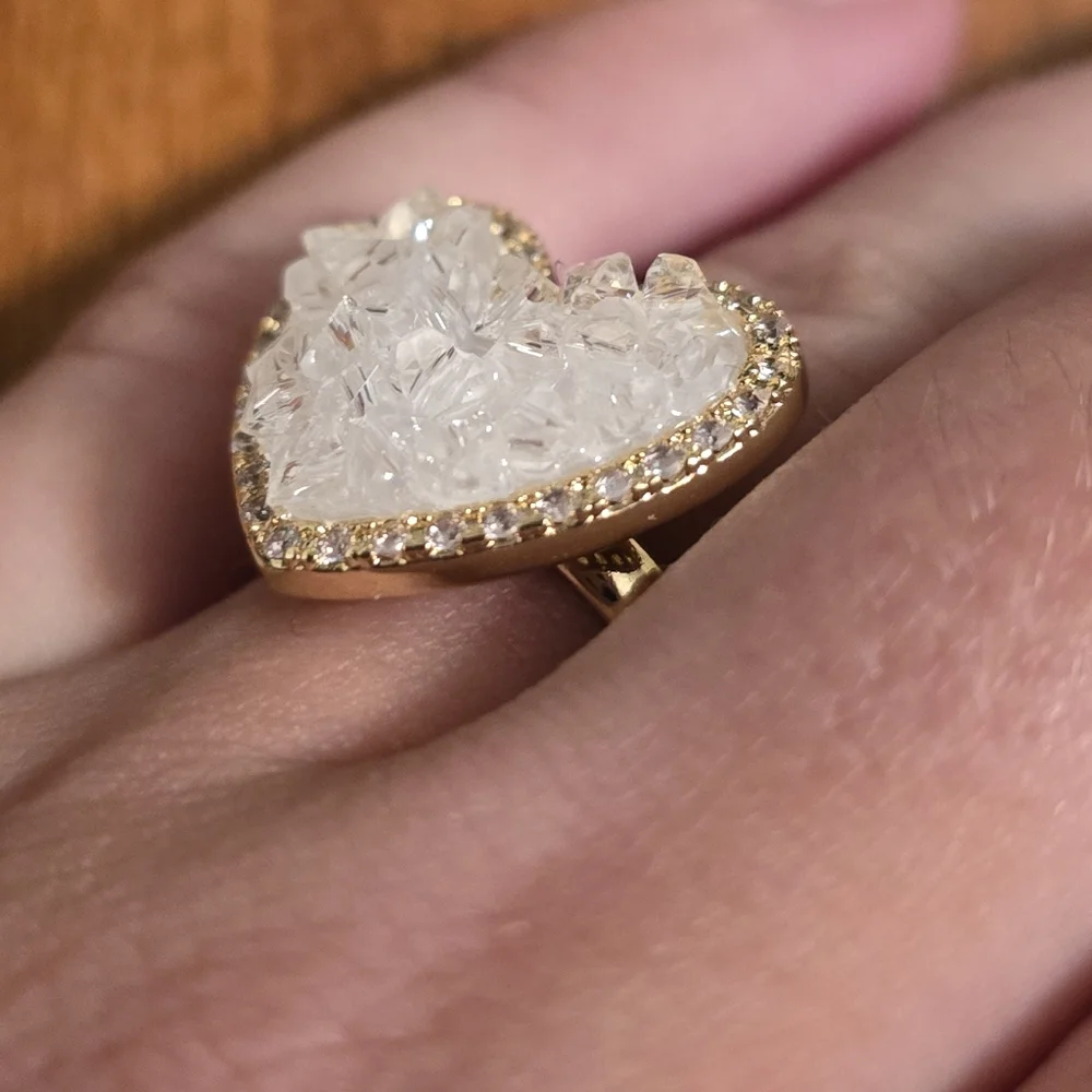 Elegant Heart-Shaped Silver and Gold Ring